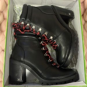 Sam Edelman Combat Boots Sade Black Leather 8M Like New
